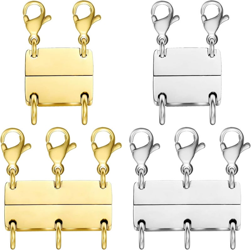 Qulltk Necklace Layering Clasp Magnetic Clasps for Jewelry, Gold and Silver Separator for Stackable Necklaces and Chains - Image 1